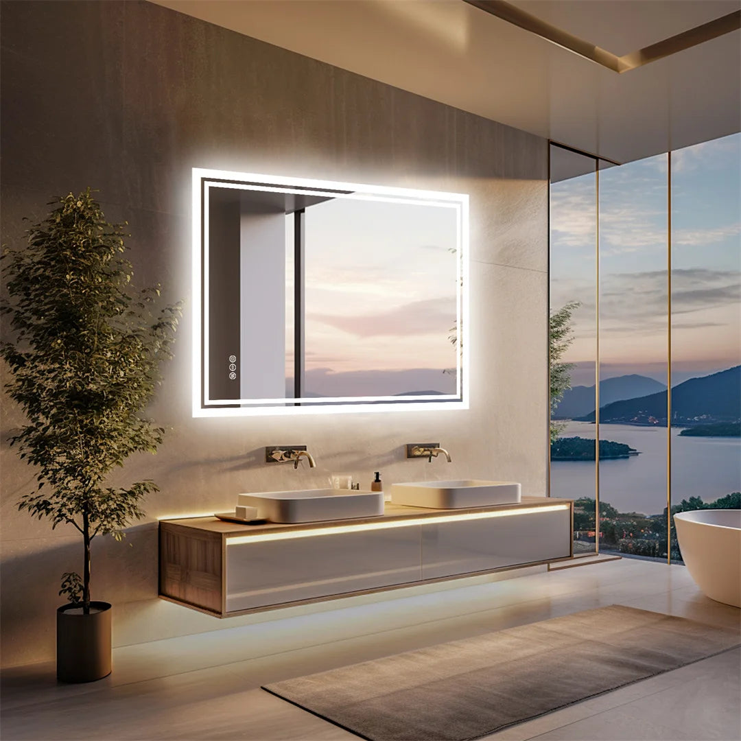 LUVODI Illuminated Backlit Bathroom Mirror With Dimmable LED Defog