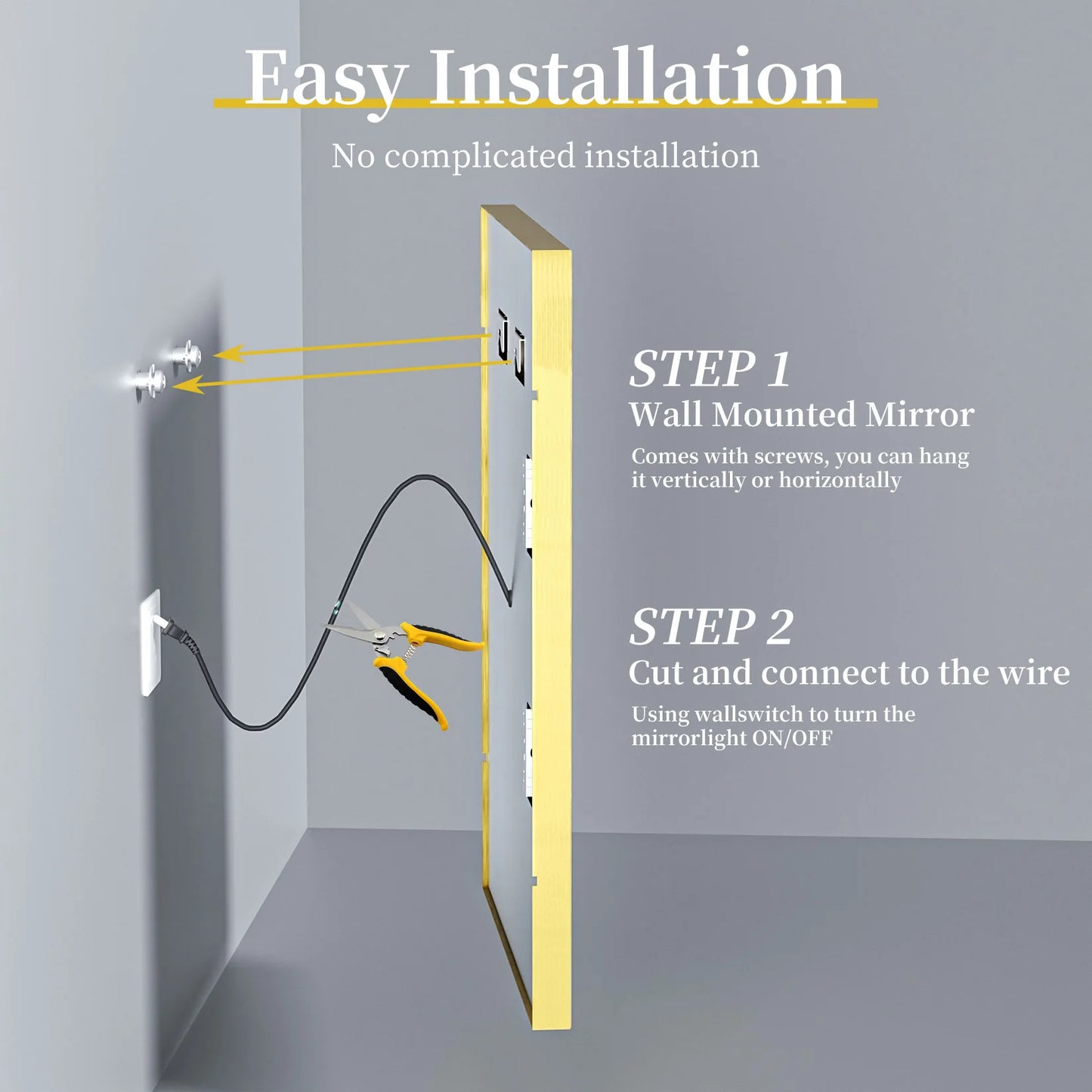 LED Bathroom Vanity Mirror With Aluminum Frame Front Lighted Modern