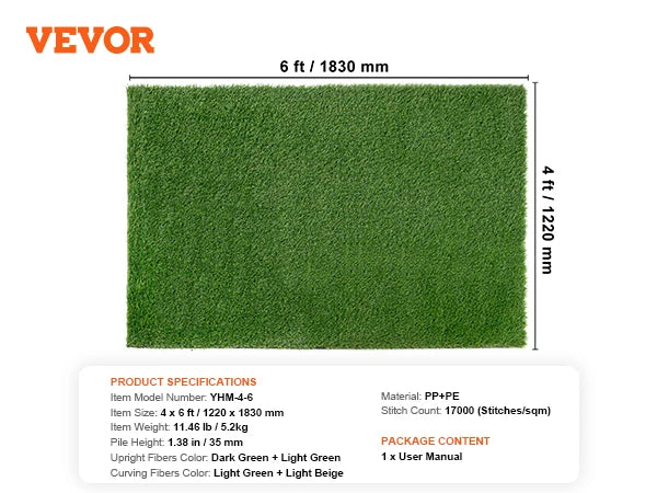 SucceBuy Artificial Grass Rug Outdoor Turf Door Mat Drainage Holes