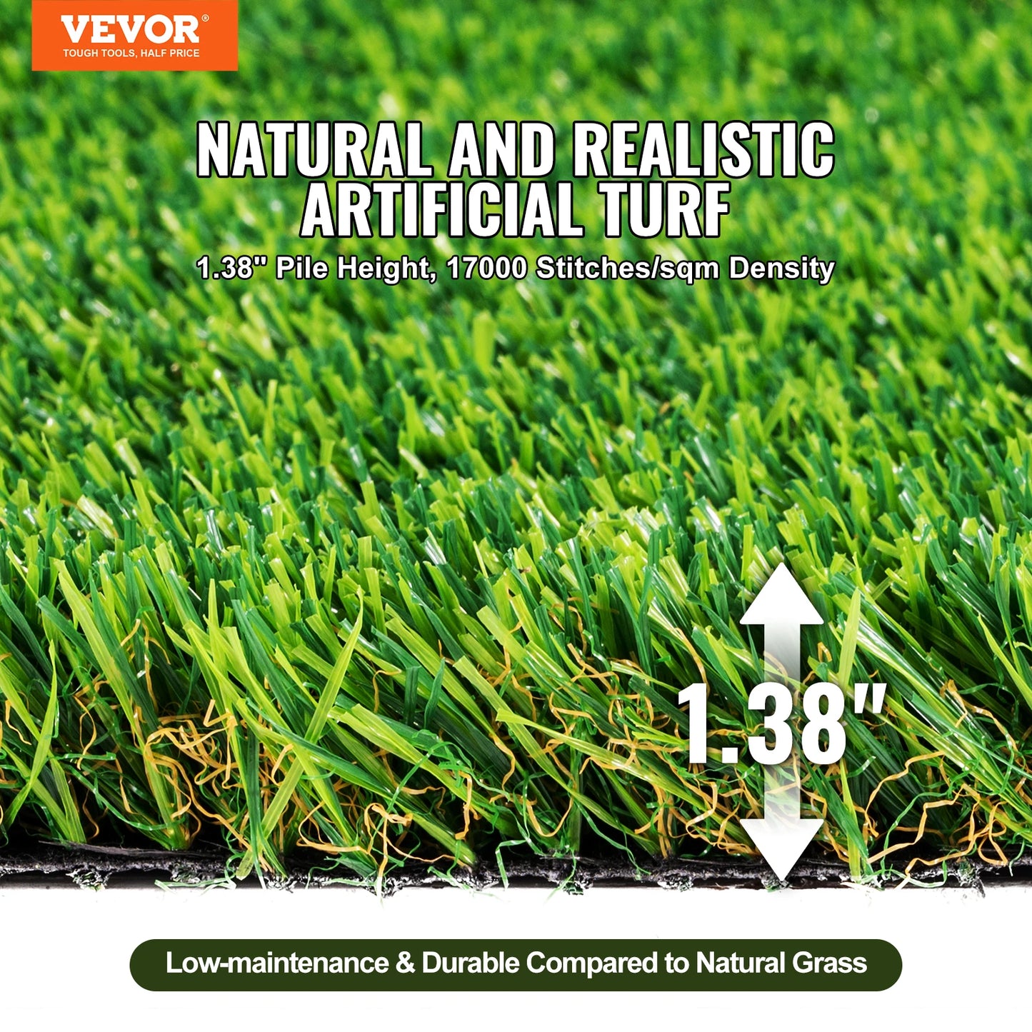 SucceBuy Artificial Grass Rug Outdoor Turf Door Mat Drainage Holes