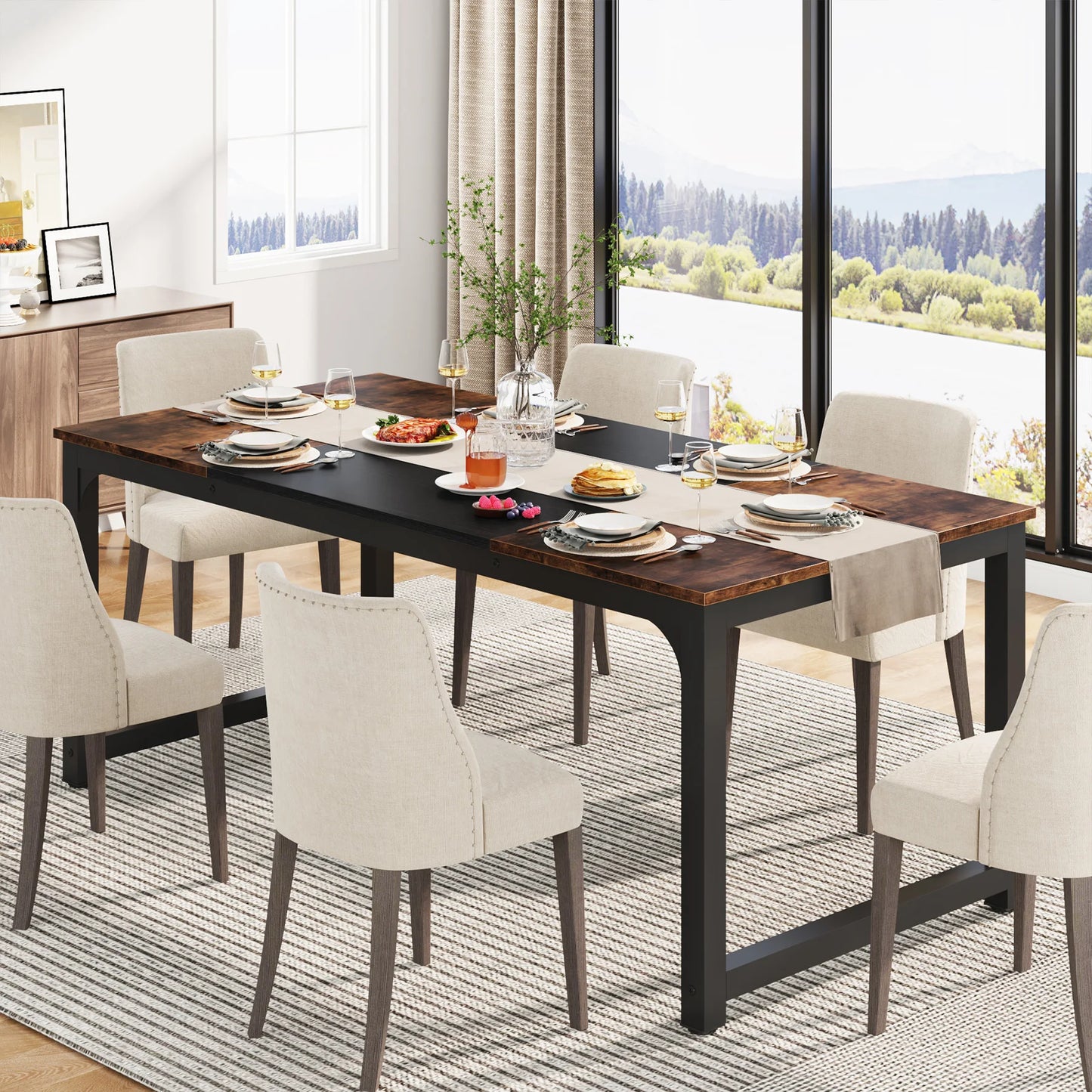 Tribesigns Rectangular Dining Table For 6 To 8 People