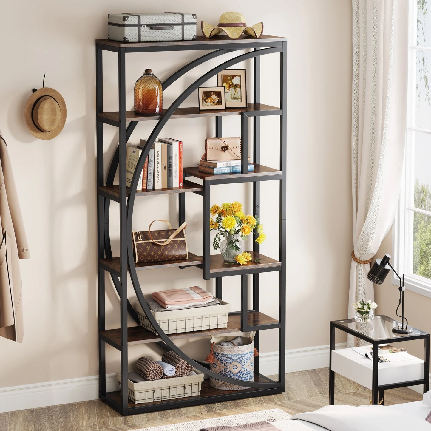Tribesigns Industrial 5 Tier Etagere Bookcase Freestanding Organizer