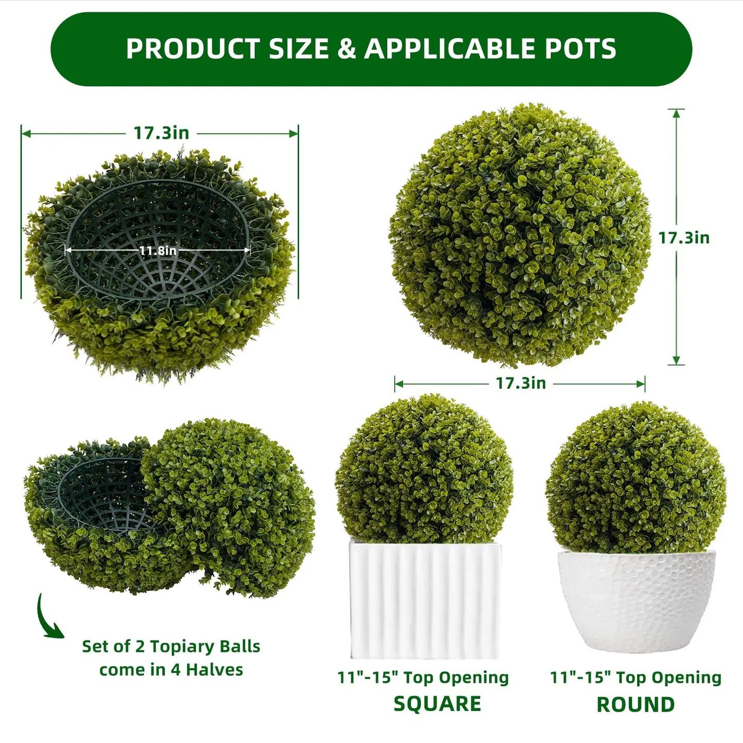 StudysetCN Artificial Topiary Balls Outdoor Set Of 2