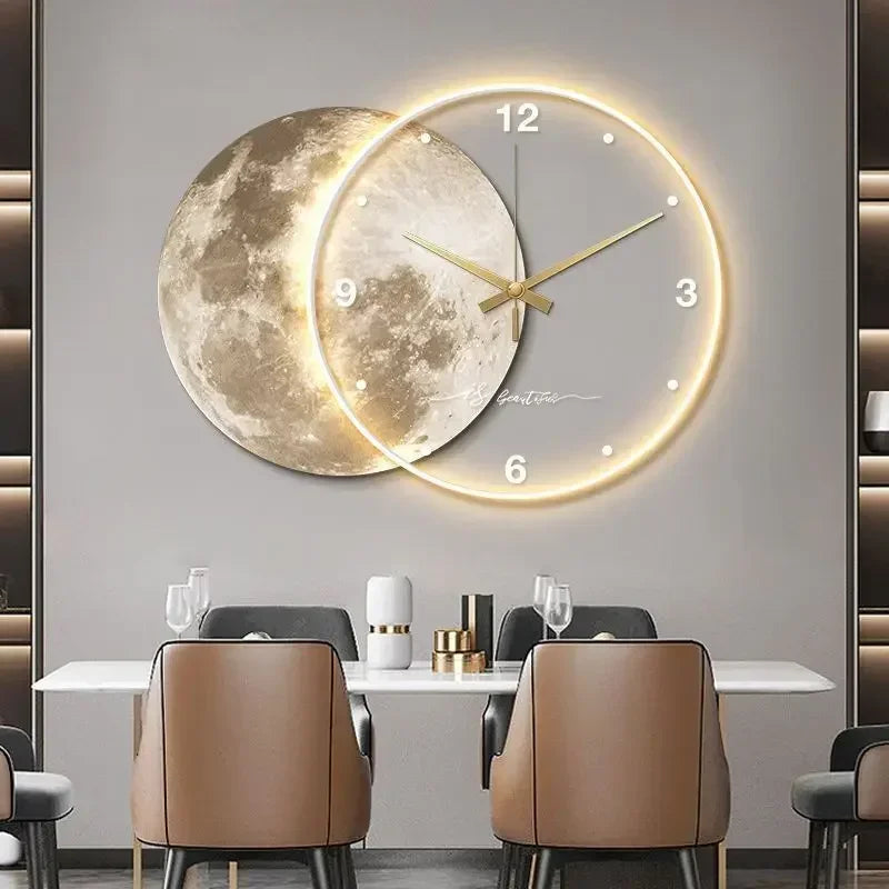 ZHUOLI Moon Earth Modeling LED Wall Clock With Silent Movement