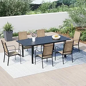 All Weather Rattan Dining Set With Wood Table Umbrella Hole