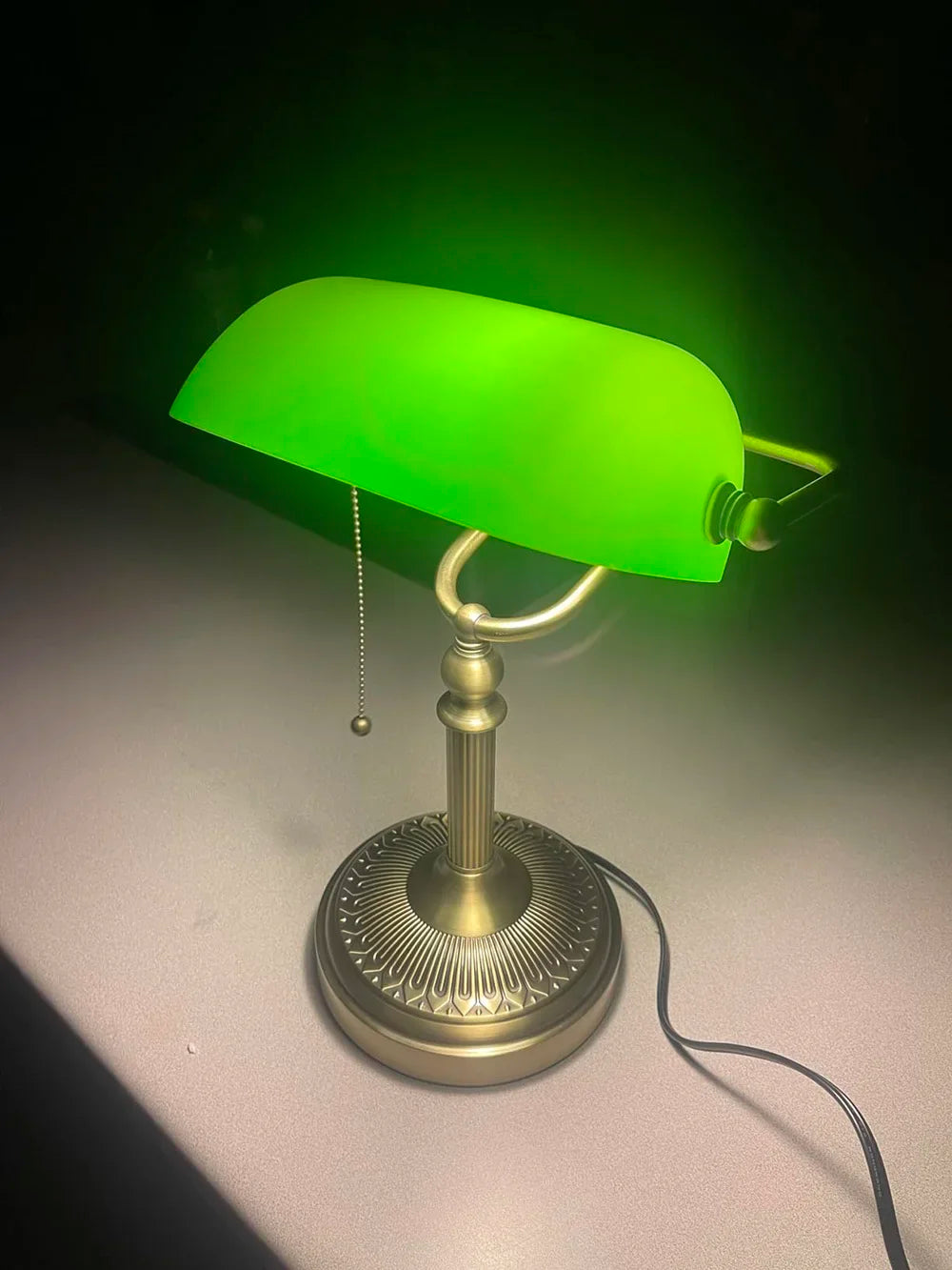 Newrays Banker Style Plug-In Table Lamp With Zipper Switch