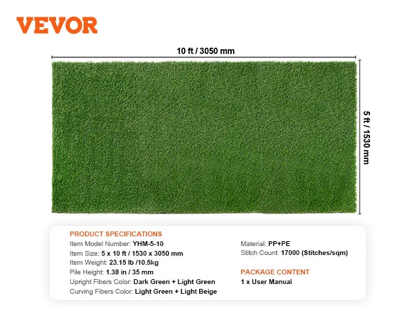 SucceBuy Artificial Grass Rug Outdoor Turf Door Mat Drainage Holes