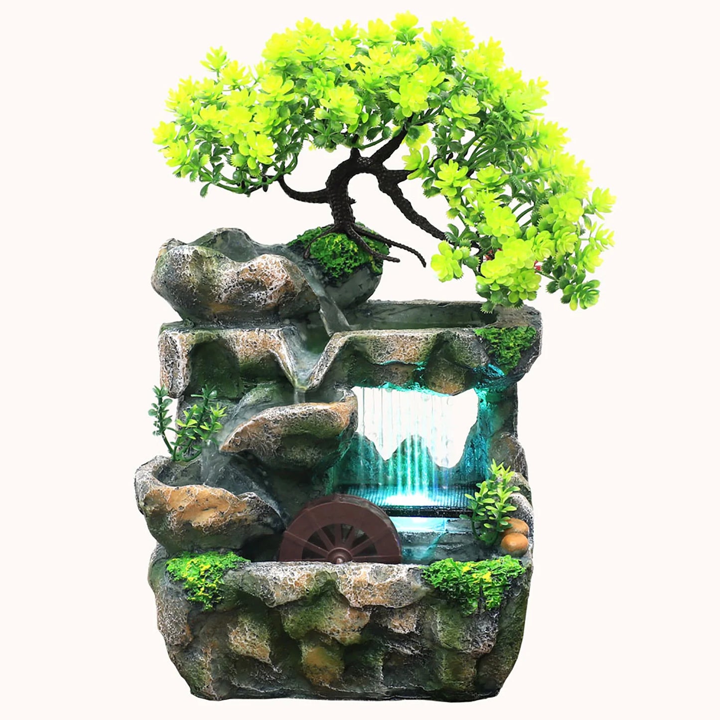 Indoor Desktop Fountain Waterfall Decor With Color Changing LED Lighting
