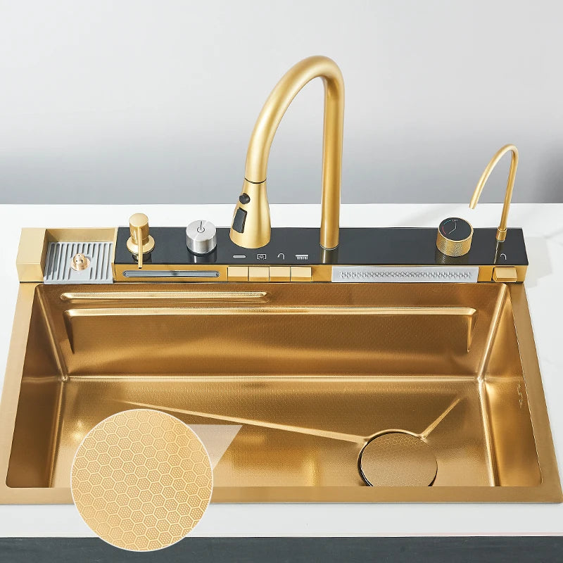 Rozin 304 Stainless Steel Kitchen Sink With Digital Waterfall Faucet