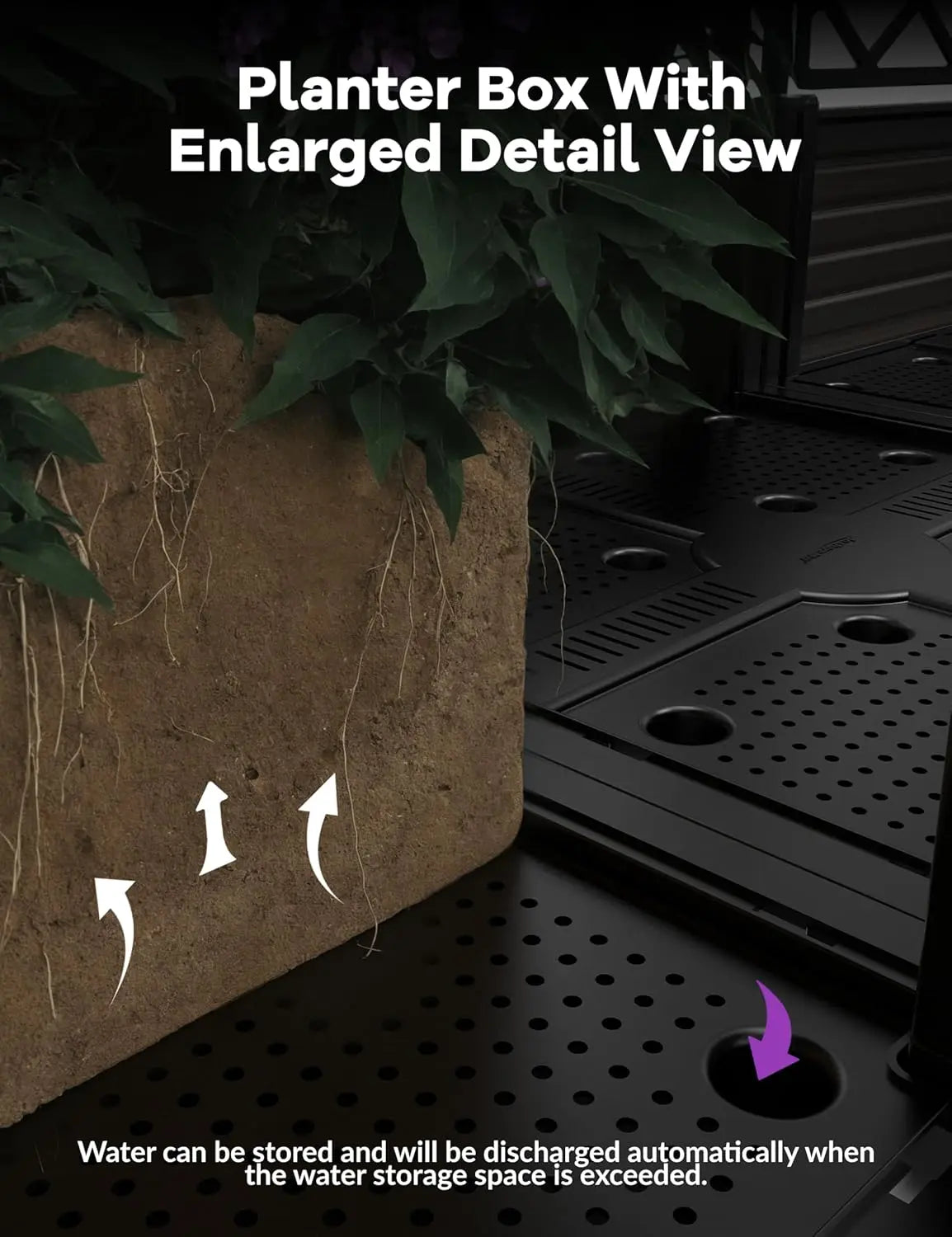 HiMISS Plastic Plant Box With Metal Trellis For Climbing Plants
