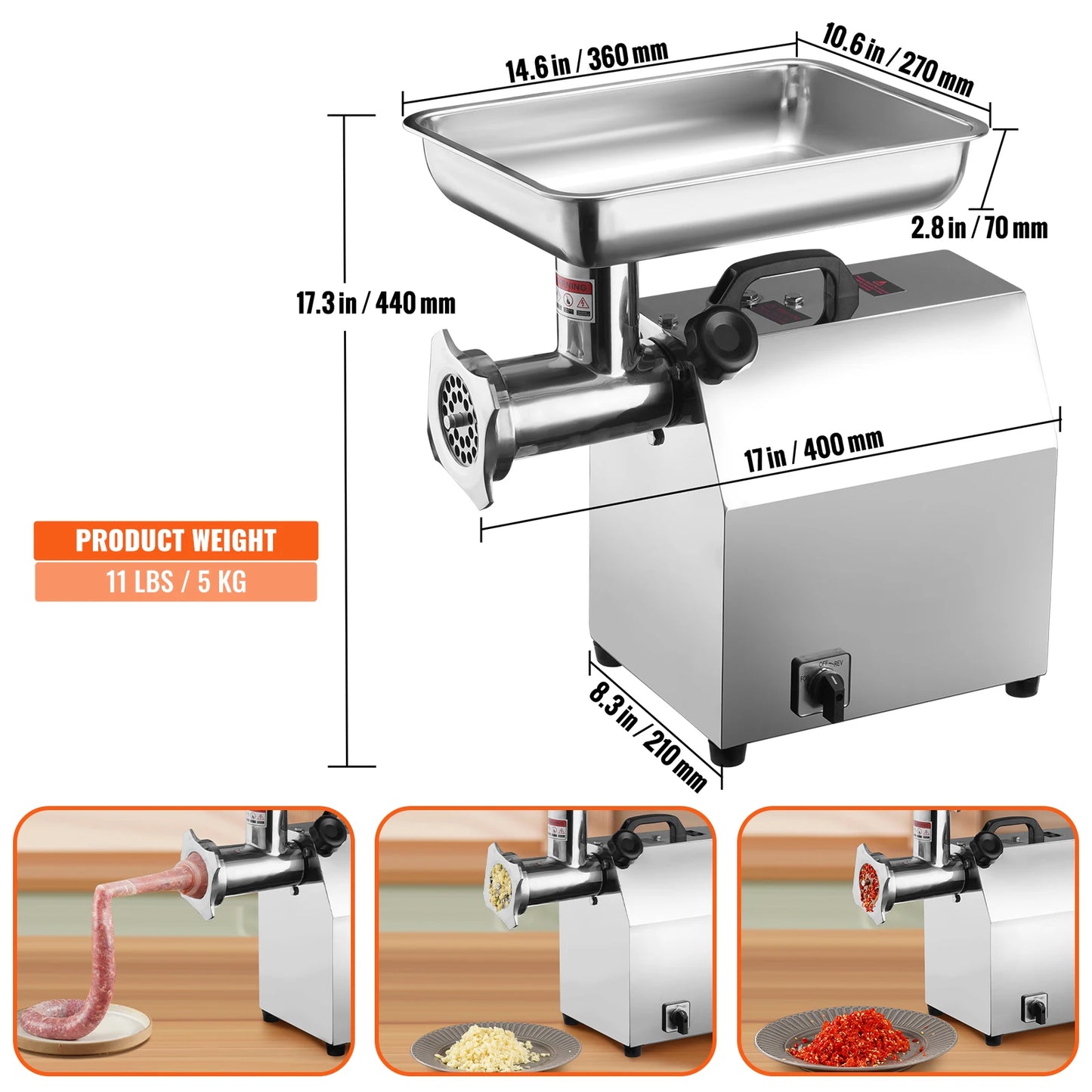 SucceBuy Electric Meat Grinder Sausage Stuffer Stainless Steel