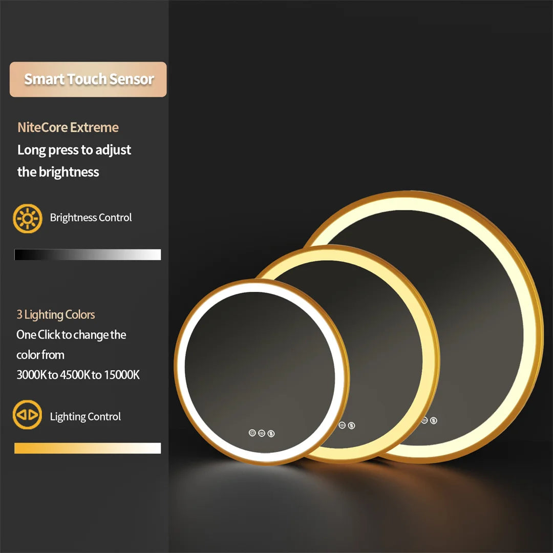 LUVODICRI Waterproof LED Bathroom Mirror With Defog 3 Color Dimming
