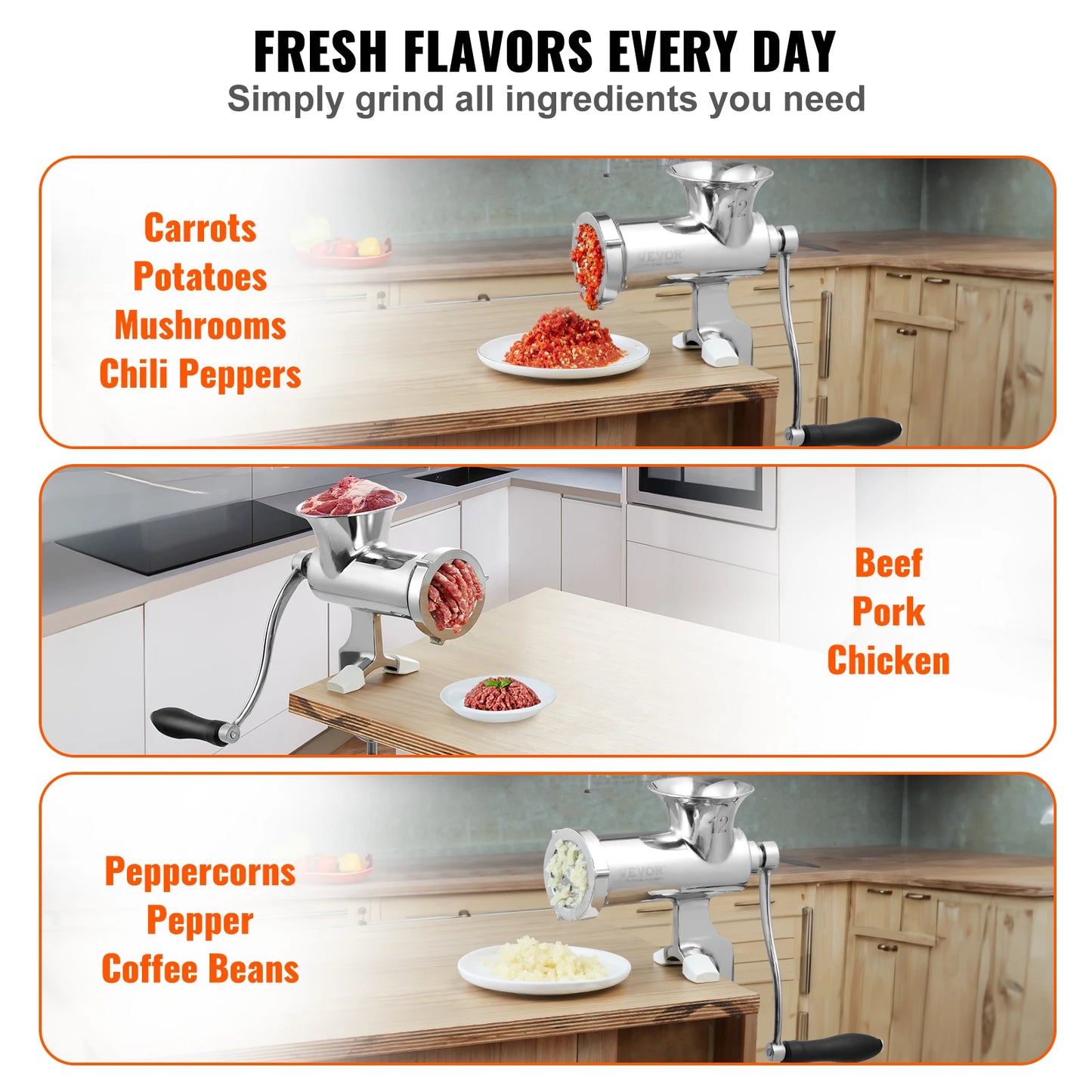 SucceBuy Manual Meat Grinder Stainless Steel With Table Clamp
