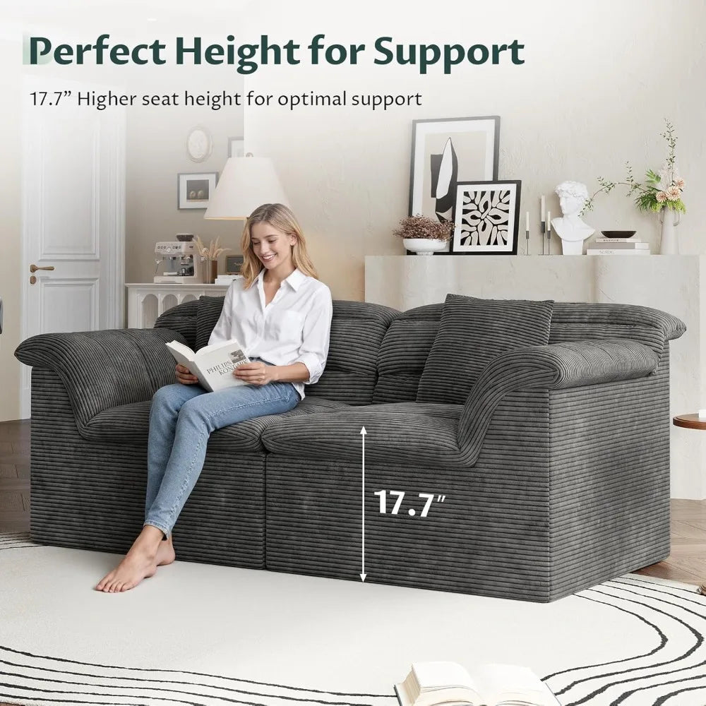 ZHUXIANG Corduroy Deep Seats Loveseat Sofa