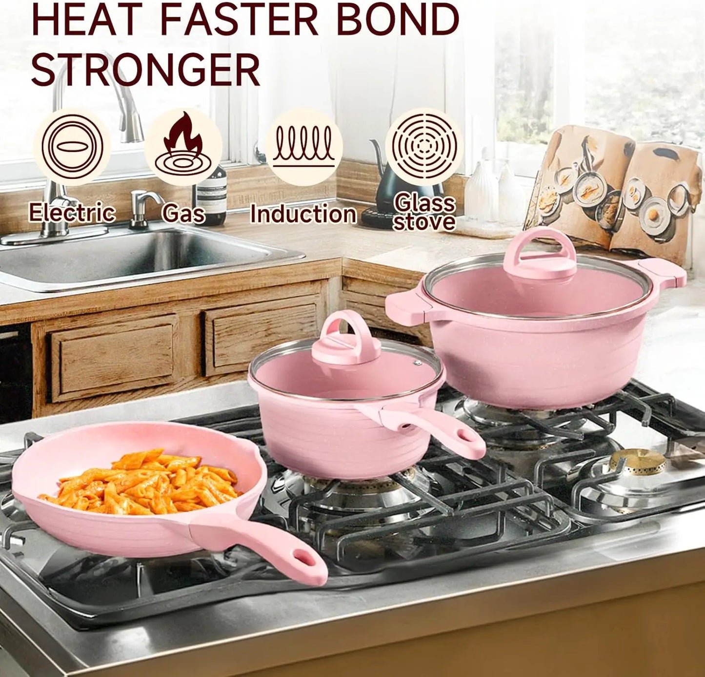 Nonstick 23-Piece Cookware Set Induction Safe Eco Friendly