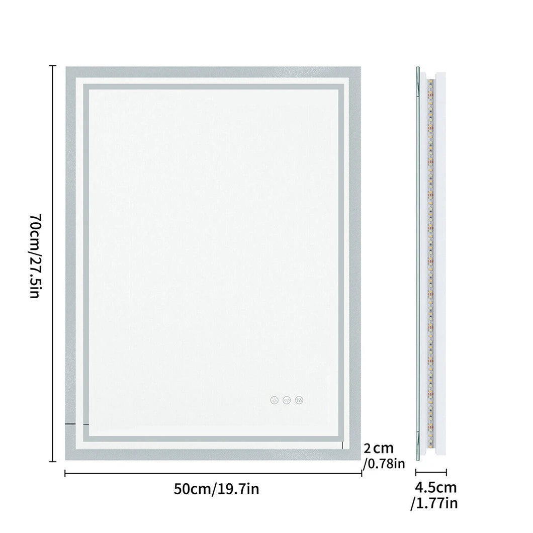 BORWART LED Wall Mounted Bathroom Mirror Backlit Fogless Demist Dimmable IP65