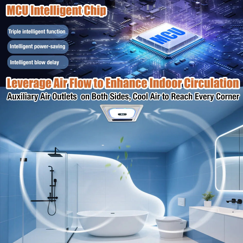 4-In-1 Bathroom Exhaust Fan With Bluetooth Speaker 1800W Heater