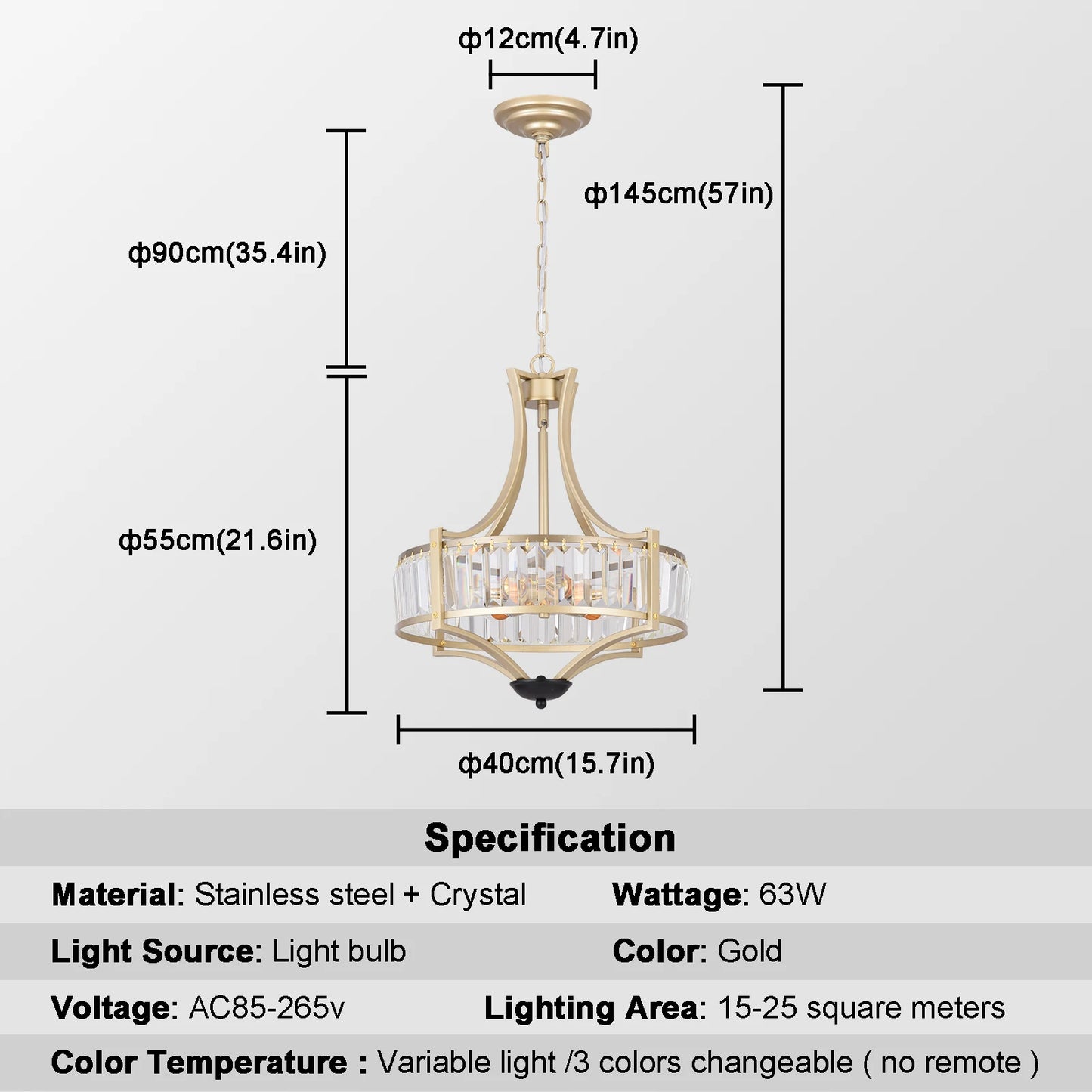 VETRULUS Luxury Crystal Pendant Ceiling Lamp Modern Living Room Chandelier
