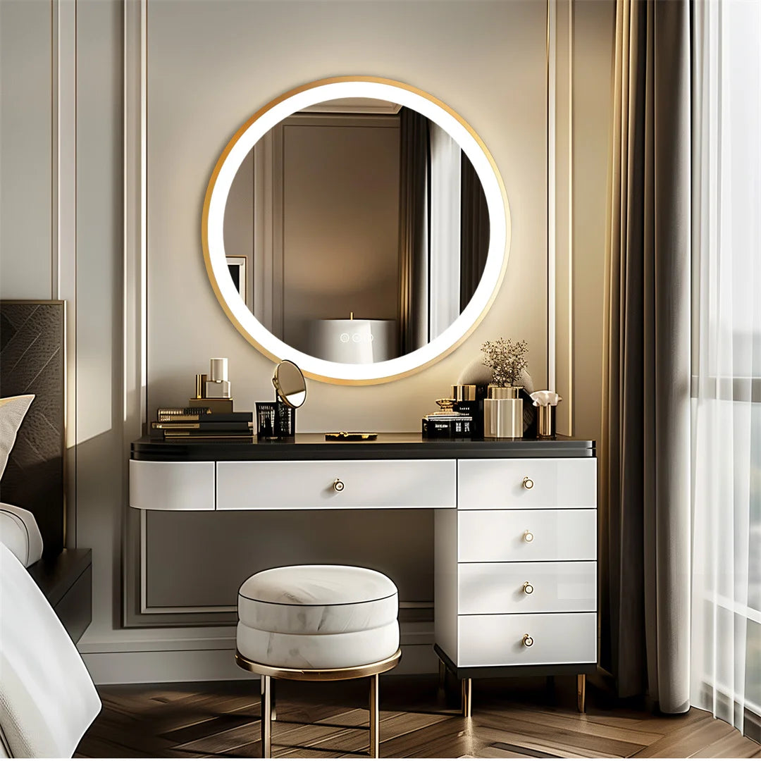 LUVODICRI Waterproof LED Bathroom Mirror With Defog 3 Color Dimming