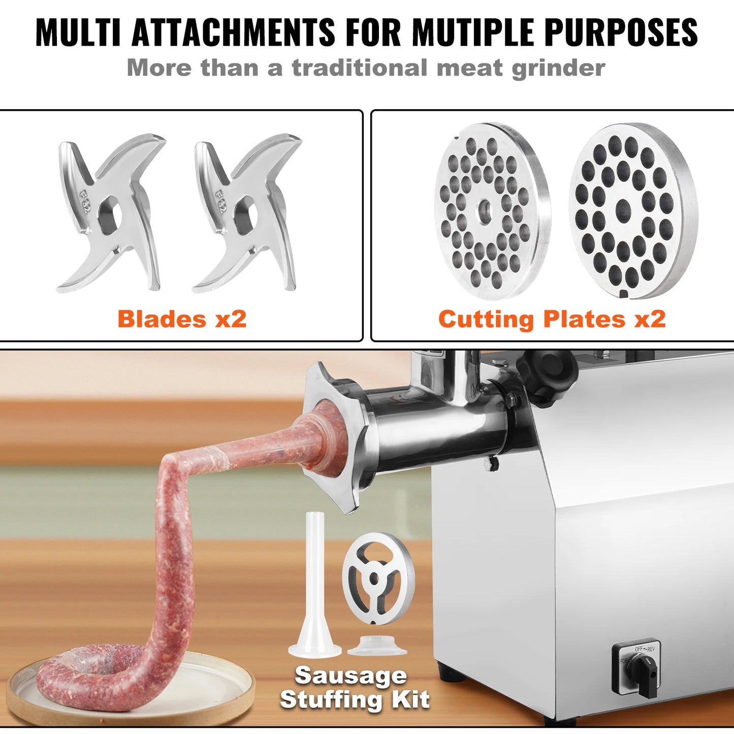 SucceBuy Electric Meat Grinder Sausage Stuffer Stainless Steel
