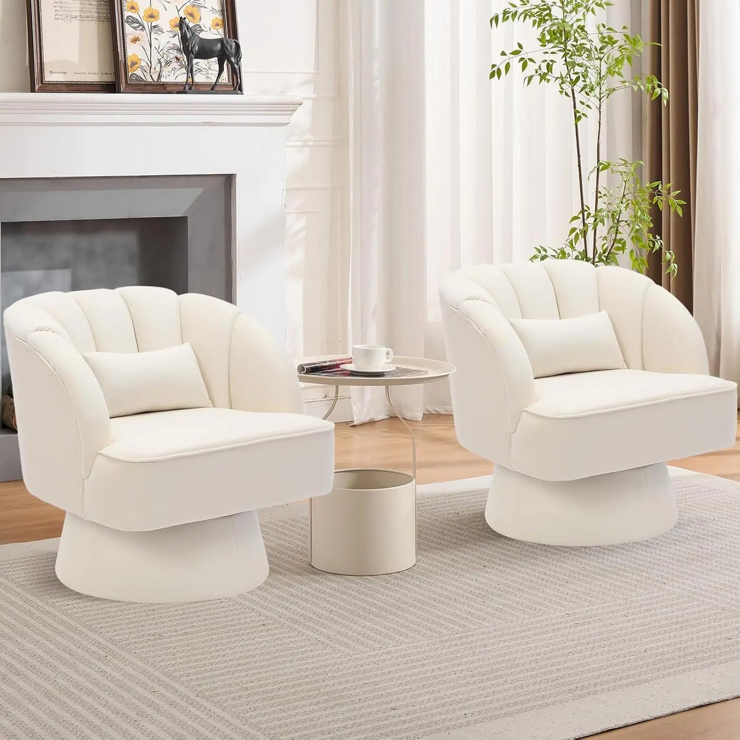Acekool 360 Degree Swivel Barrel Accent Chair With Plush Velvet