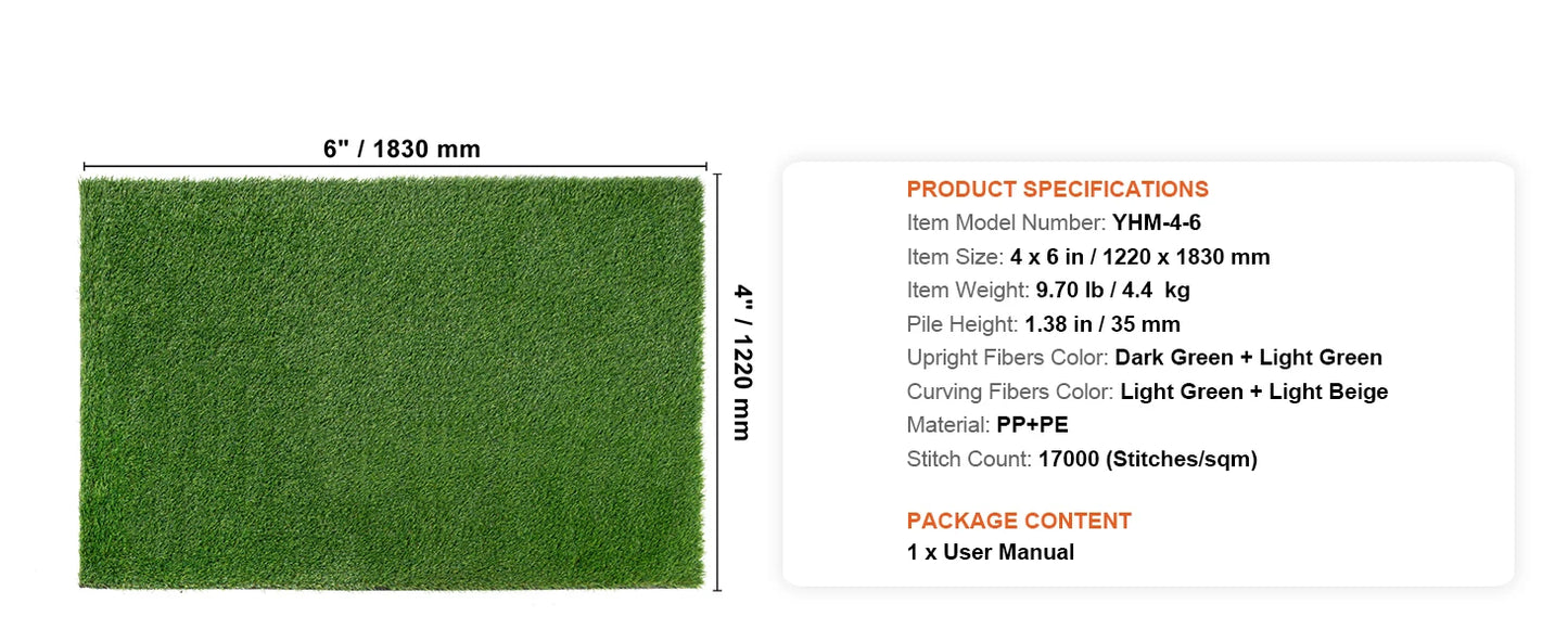SucceBuy Artificial Grass Rug Outdoor Turf Door Mat Drainage Holes