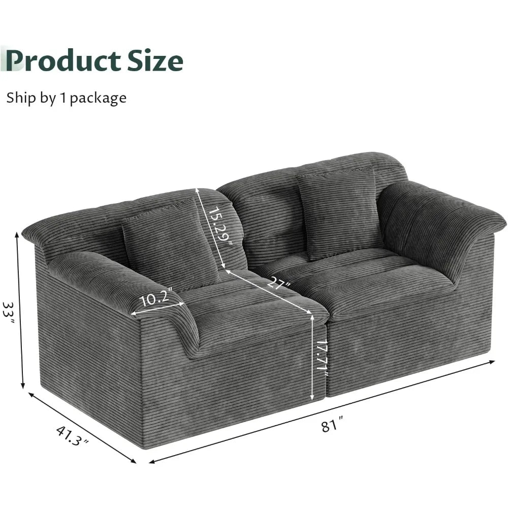 ZHUXIANG Corduroy Deep Seats Loveseat Sofa