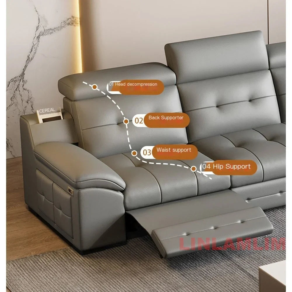Linlamlim Electric Reclining Sectional Sofa Bed With Cup Holder