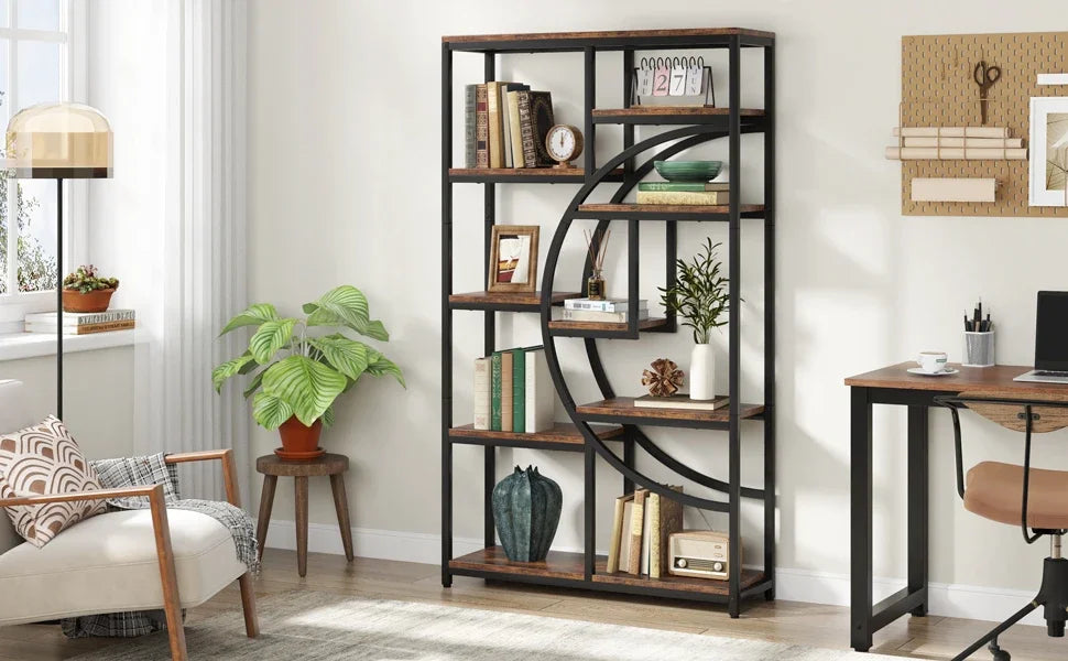 Tribesigns Industrial 5 Tier Etagere Bookcase Freestanding Organizer