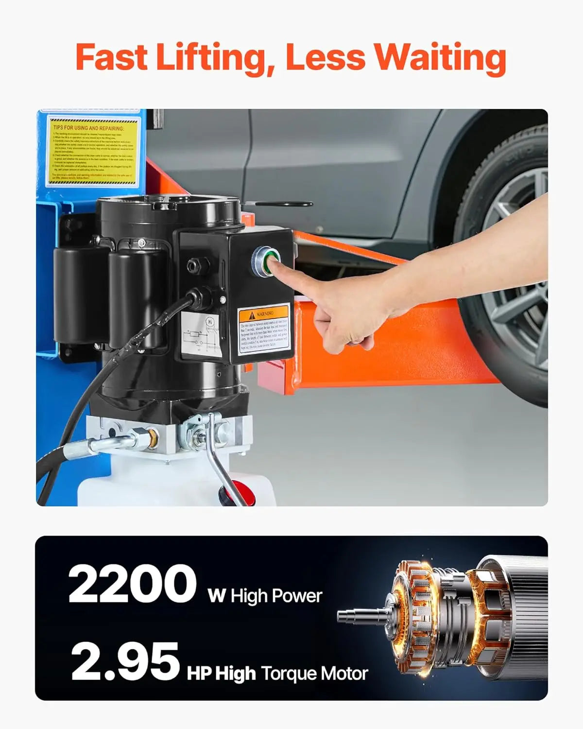 Two Post Car Lift 12000 Lb Capacity 220V 2.95 Horsepower