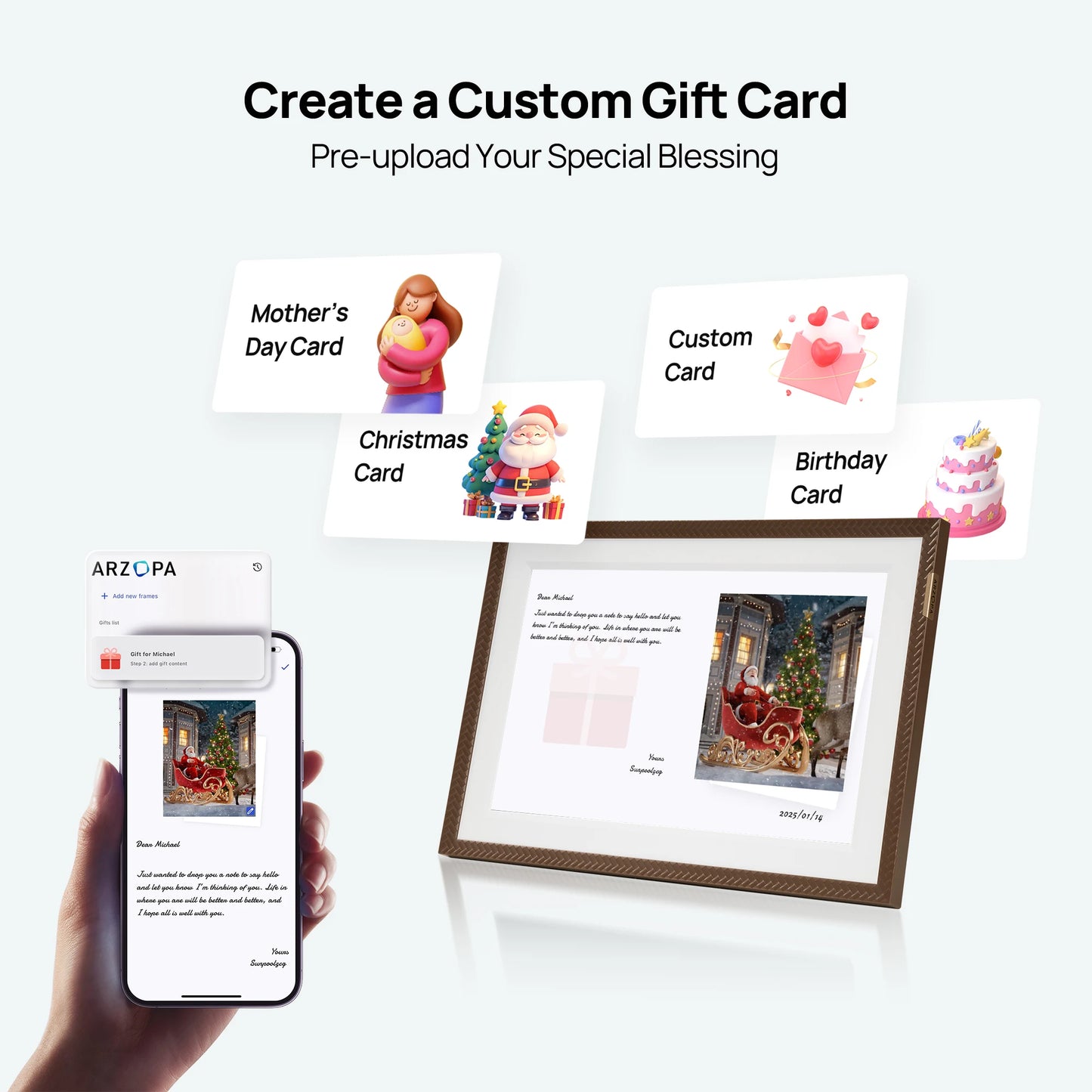 Arzopa WiFi Touch Digital Photo Frame 32GB HD Cloud Smart