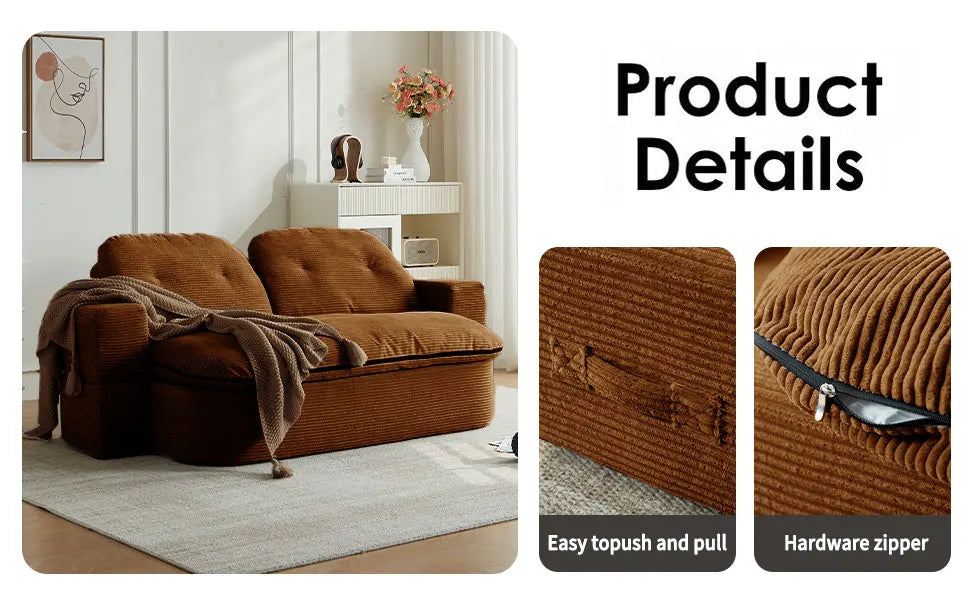 NONECN Convertible Folding Sofa Bed 2-In-1 Memory Foam Sleeper