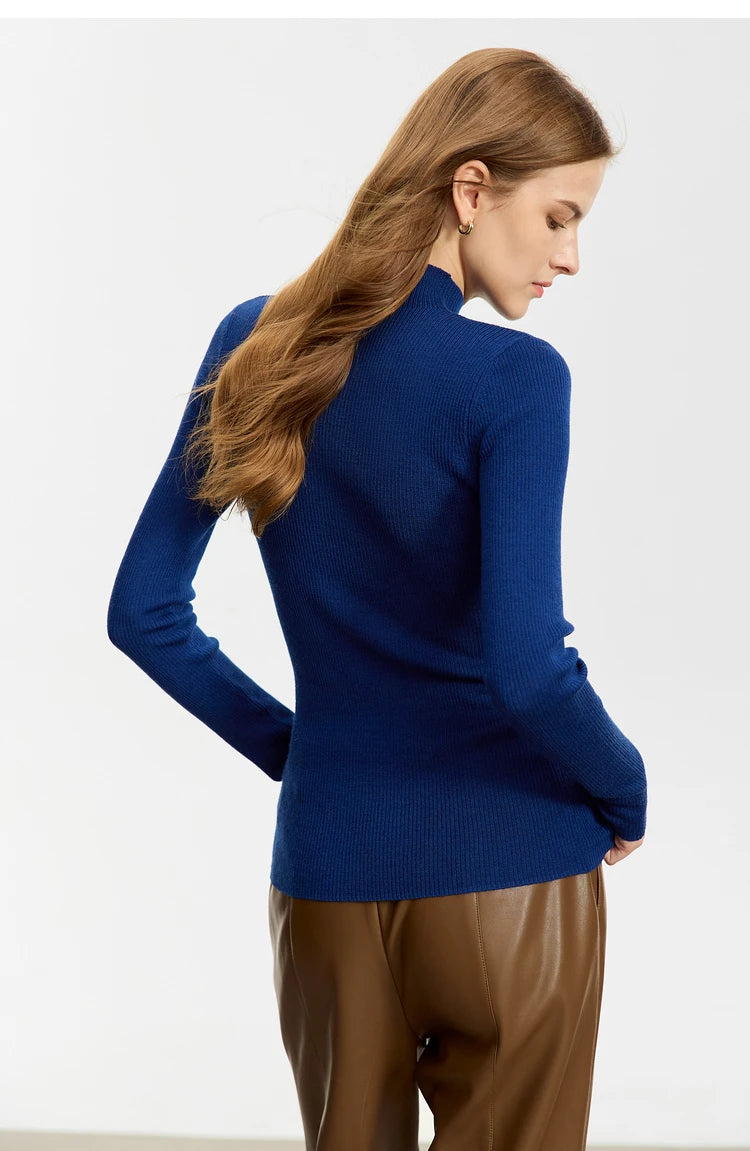 AMIICN Minimalism Women Sweater Slim Fit Turtleneck Warm Knit
