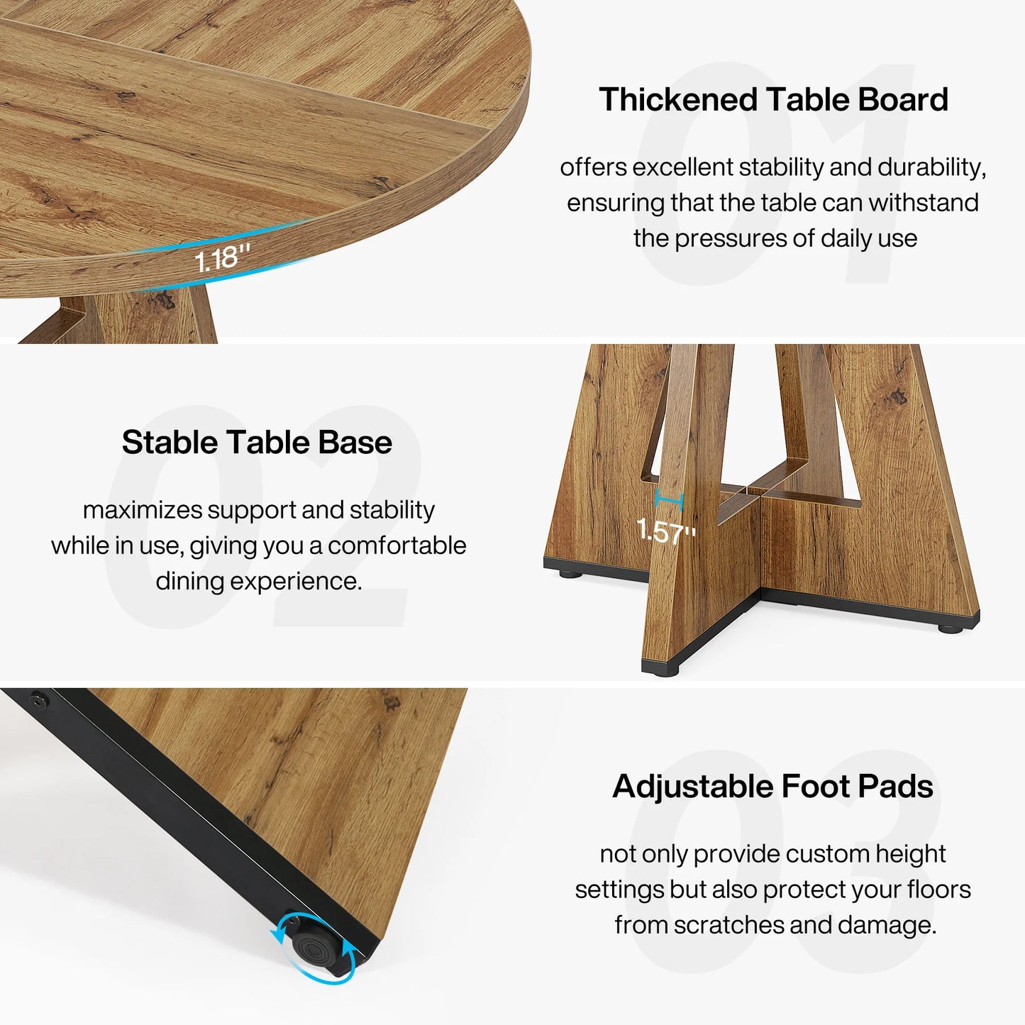 Tribesigns Round Dining Table For Four Farmhouse Kitchen