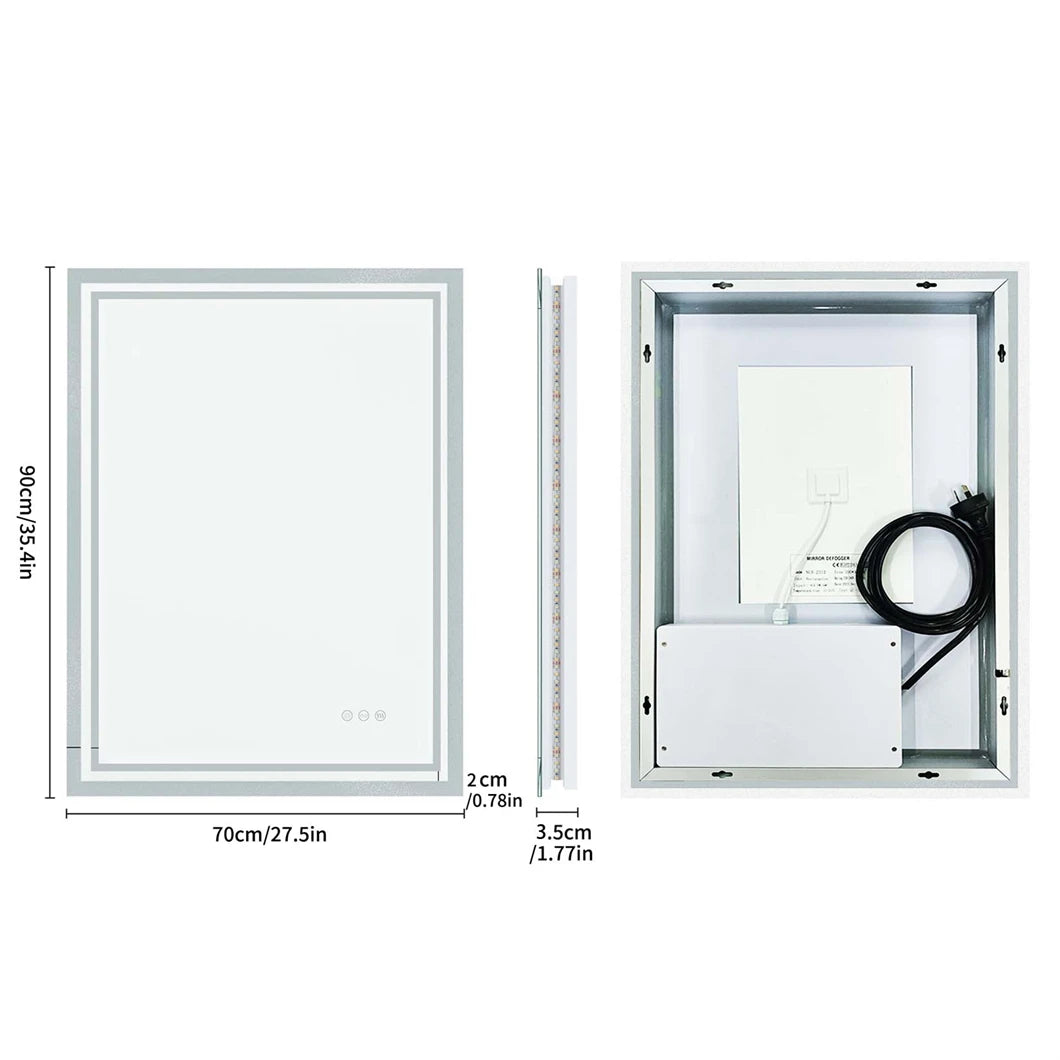 BORWART LED Wall Mounted Bathroom Mirror Backlit Fogless Demist Dimmable IP65