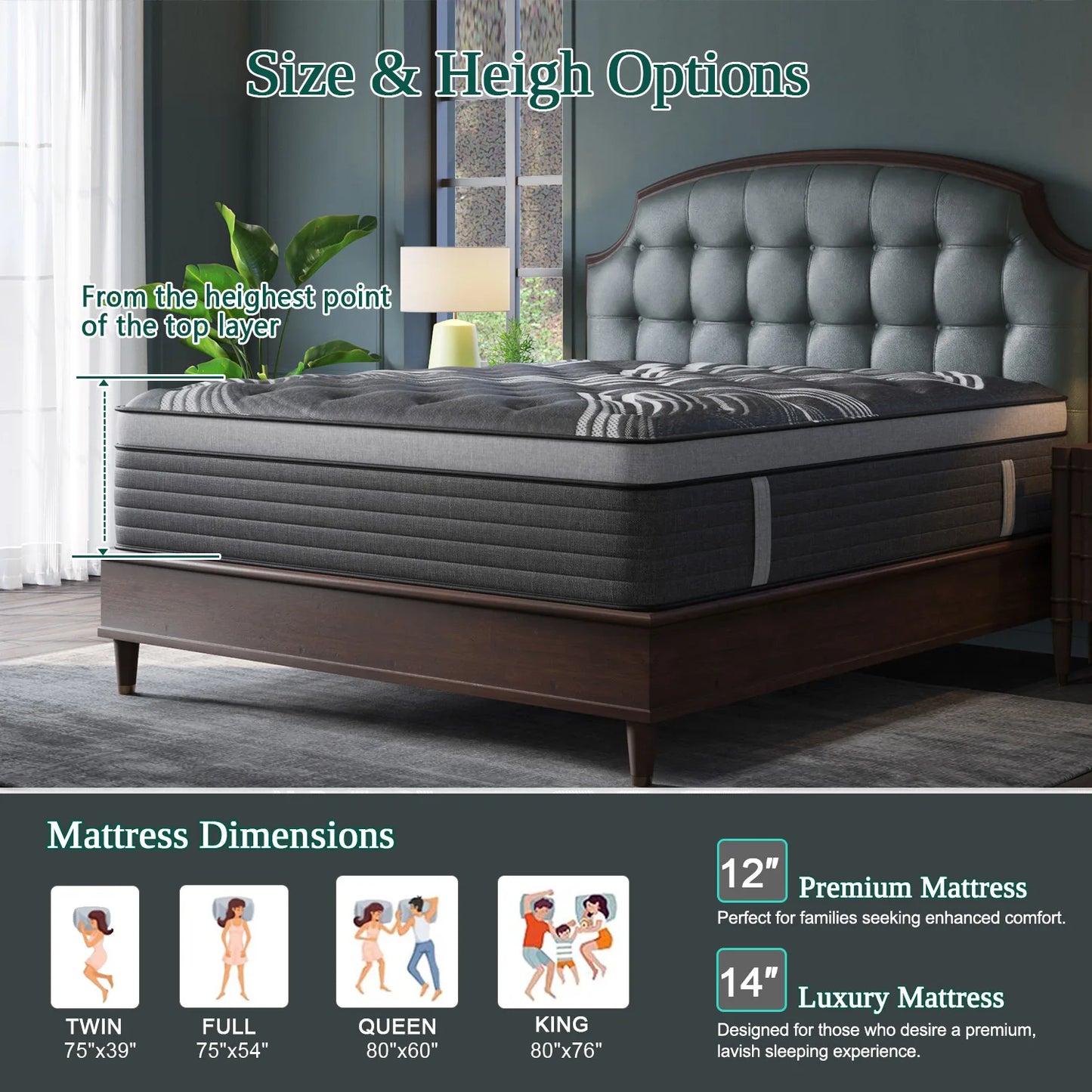 Sweetlove Euro Top Hybrid Mattress In A Box With Motion Isolation Memory Foam
