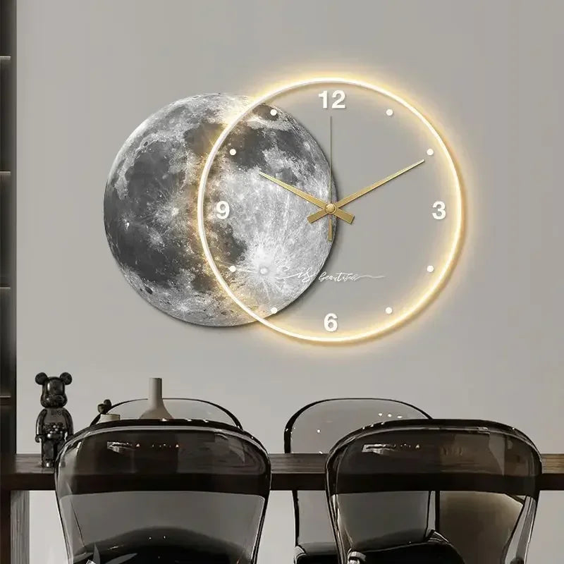 ZHUOLI Moon Earth Modeling LED Wall Clock With Silent Movement