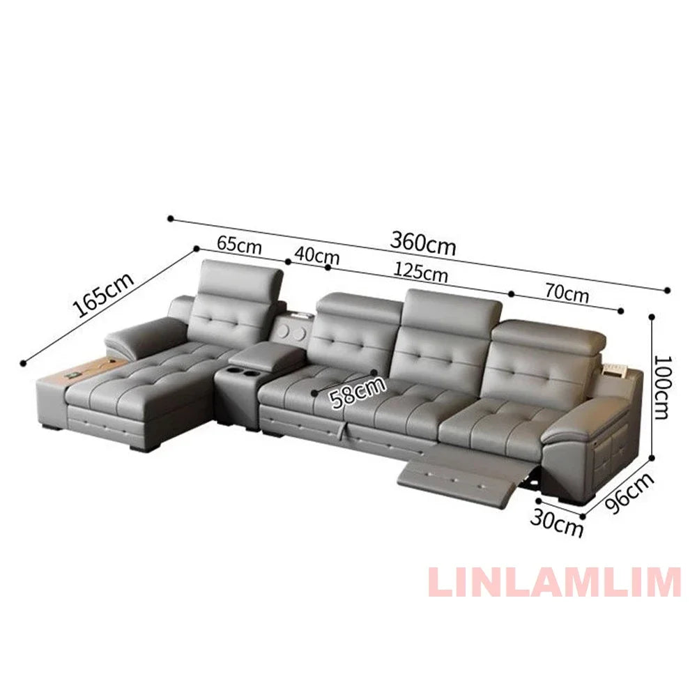 Linlamlim Electric Reclining Sectional Sofa Bed With Cup Holder