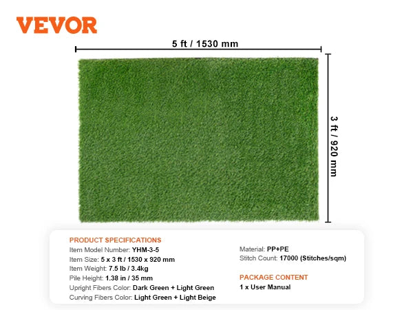 SucceBuy Artificial Grass Rug Outdoor Turf Door Mat Drainage Holes