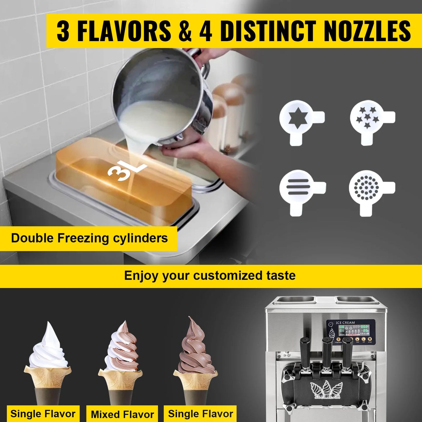 VEVOR Ice Cream Machine A168 1200W Compressor Maker with LCD