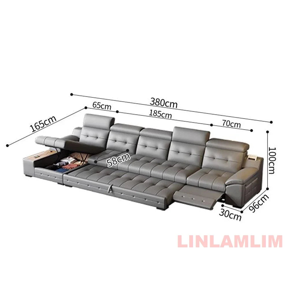 Linlamlim Electric Reclining Sectional Sofa Bed With Cup Holder