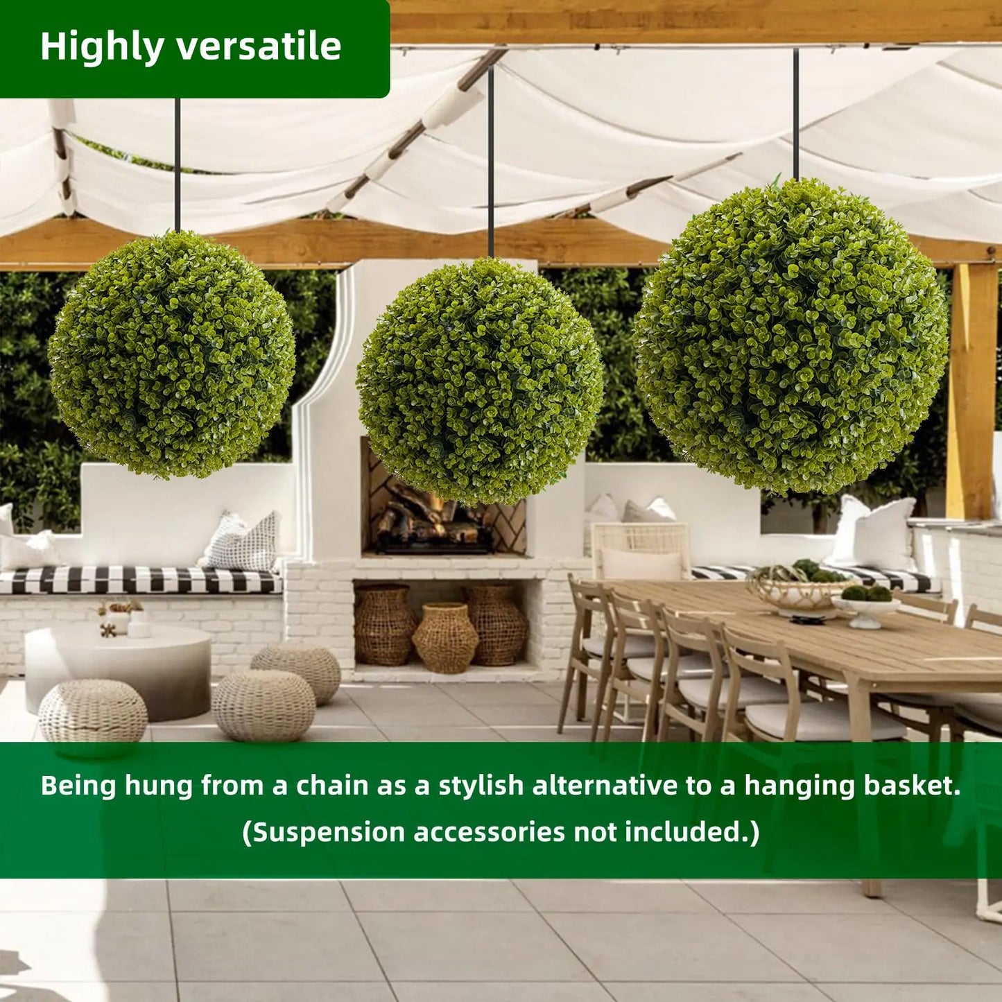 StudysetCN Artificial Topiary Balls Outdoor Set Of 2