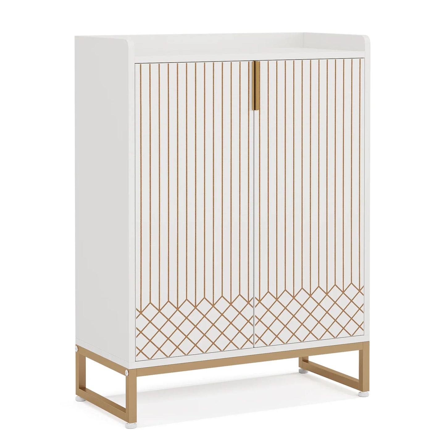 Tribesigns 5 Tier Shoe Cabinet With Doors Wood Storage Organizer