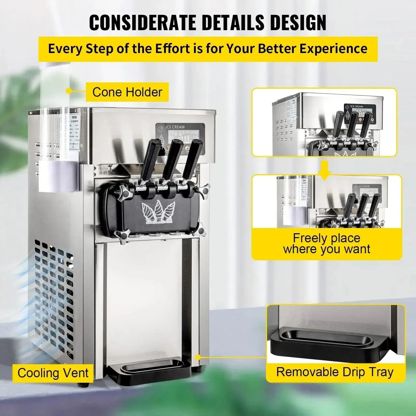 VEVOR Ice Cream Machine A168 1200W Compressor Maker with LCD