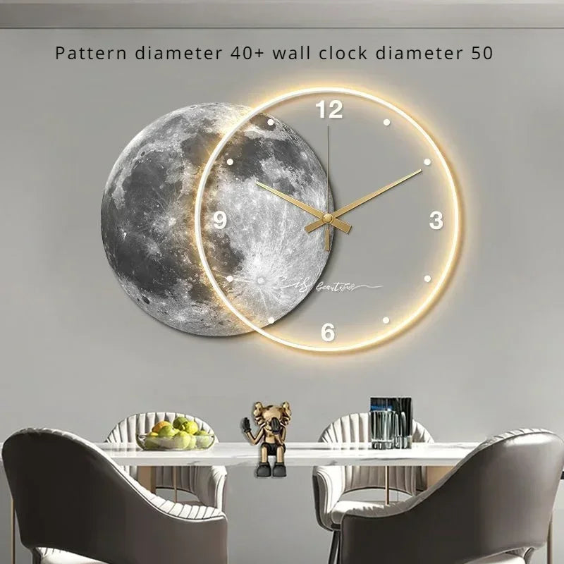 ZHUOLI Moon Earth Modeling LED Wall Clock With Silent Movement