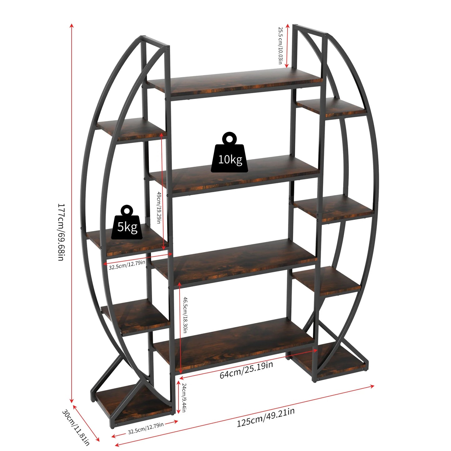 Half Moon Shape Plant Stand Industrial Multilayer Shelf Rack