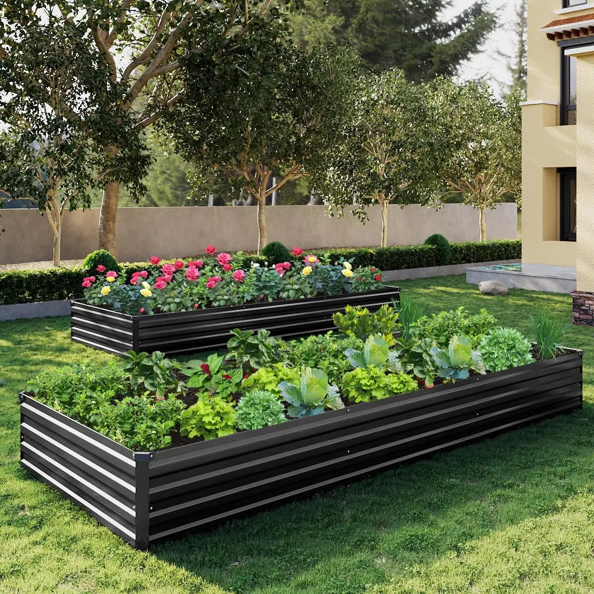 Galvanized Steel Raised Garden Bed Kit for Vegetables and Herbs