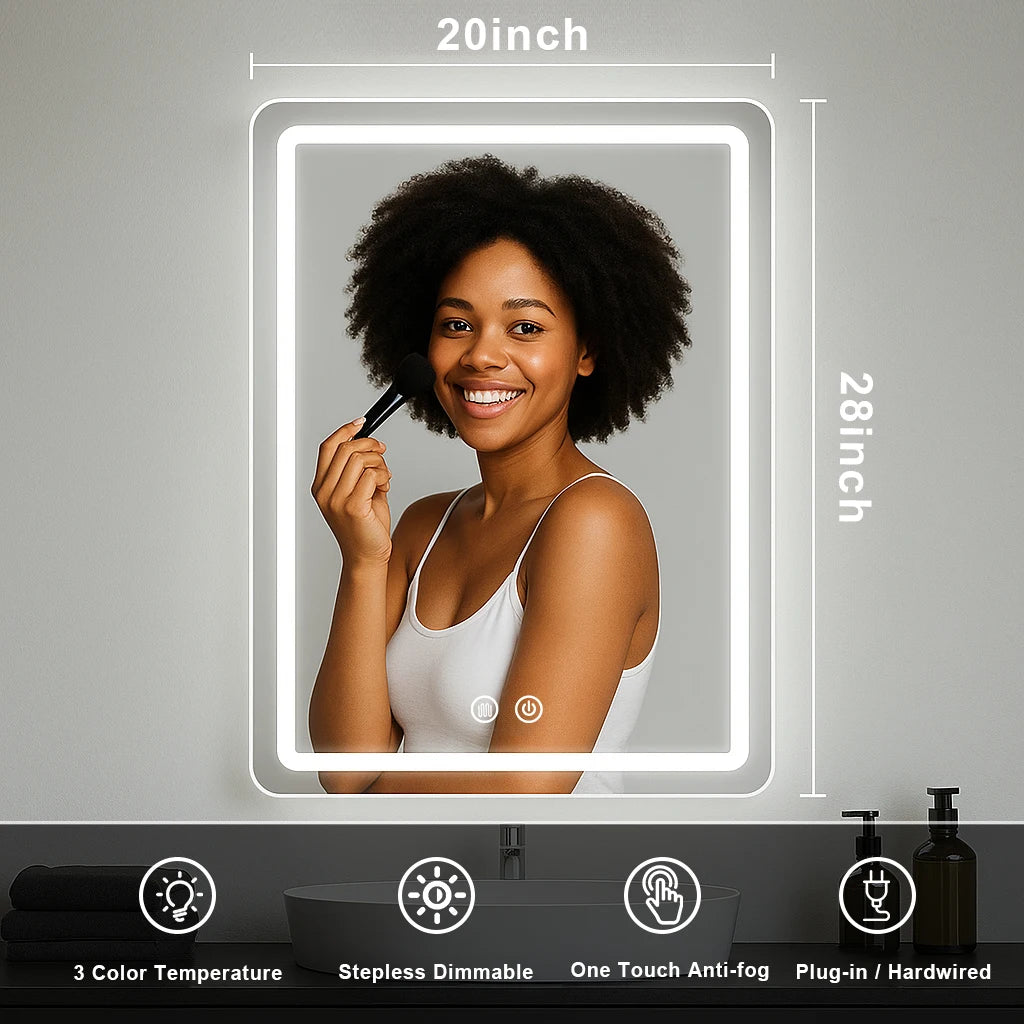 MYGIIVOVO Led Backlit Fogless Bathroom Vanity Mirror Demister