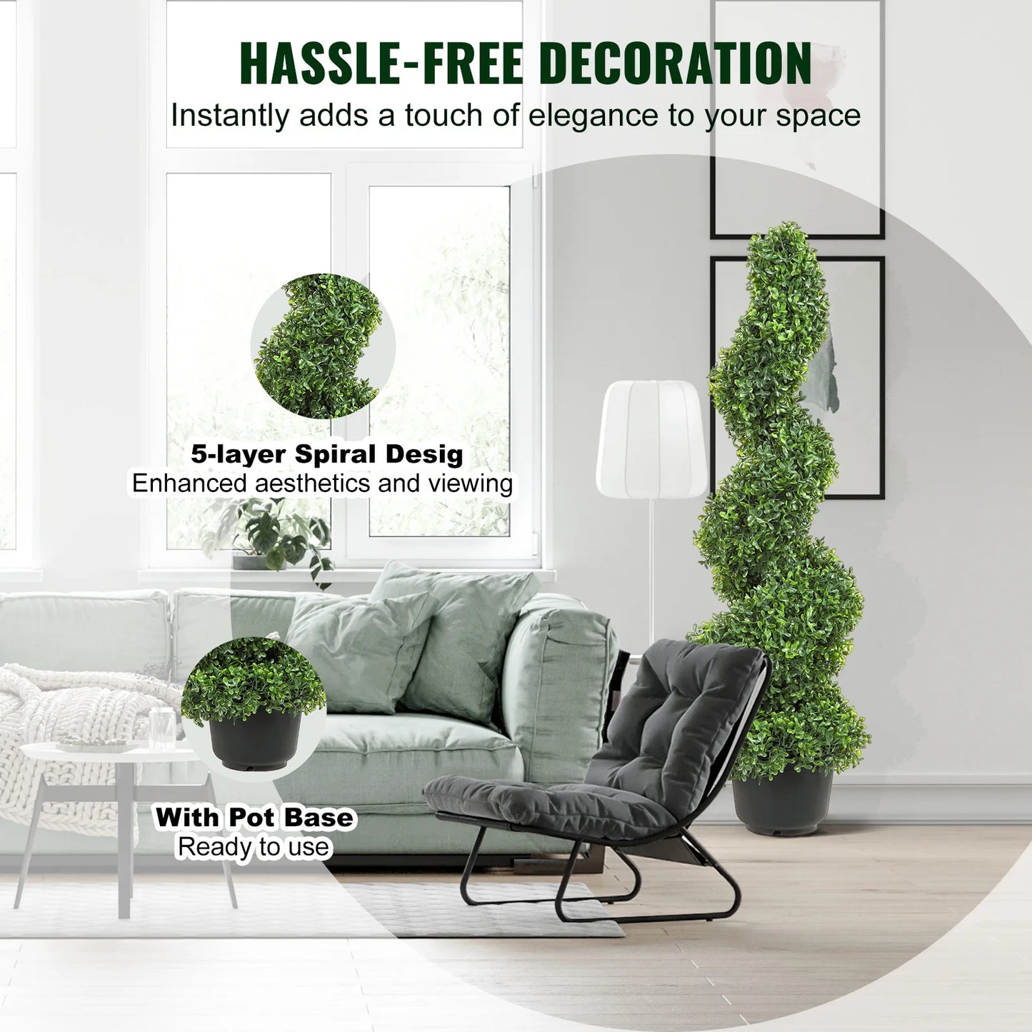 SucceBuy Artificial Boxwood Tower Topiary Spiral Plant For Outdoor Decor