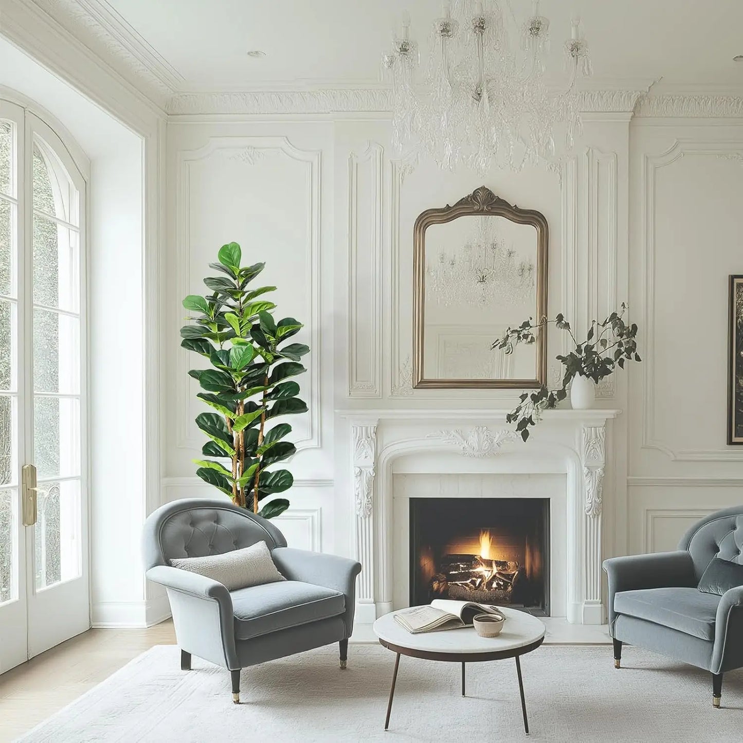 HiMISSCN Fiddle Leaf Fig Tree With Pot Artificial Indoor Plant